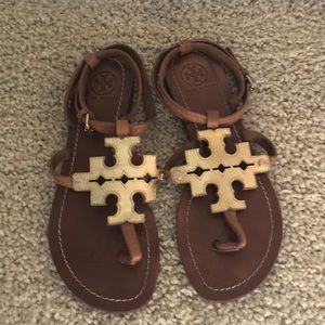 Tory Burch gold chandler thong sandals